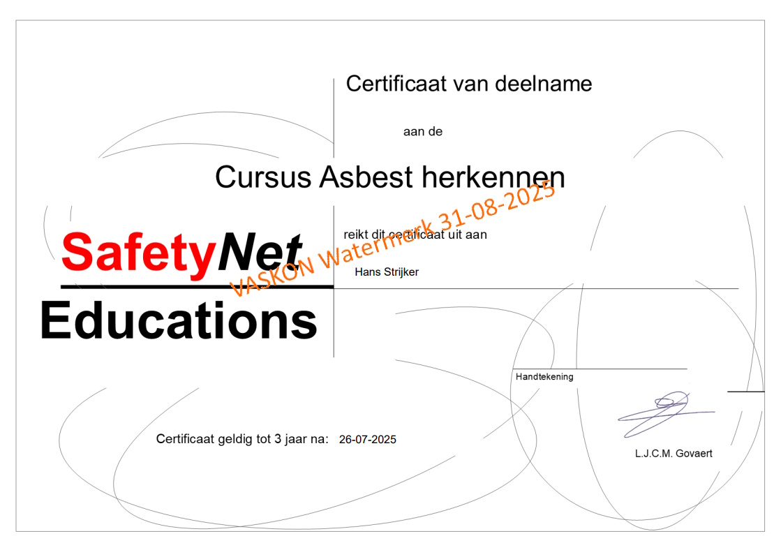 Certificaat Asbest herkennen