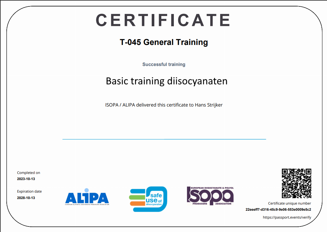 Certificaat diisocyanaten 